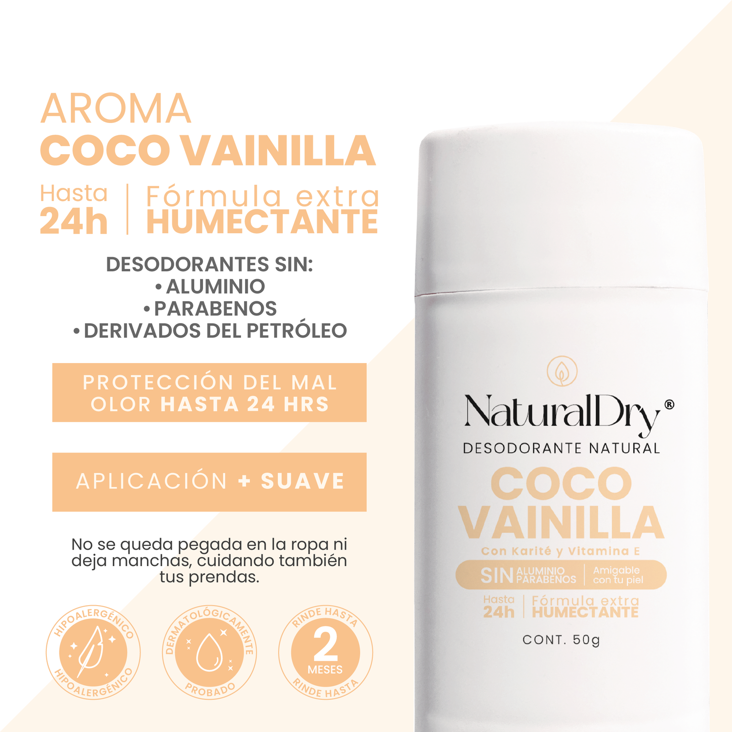Desodorante Natural en Barra - Coco Vainilla