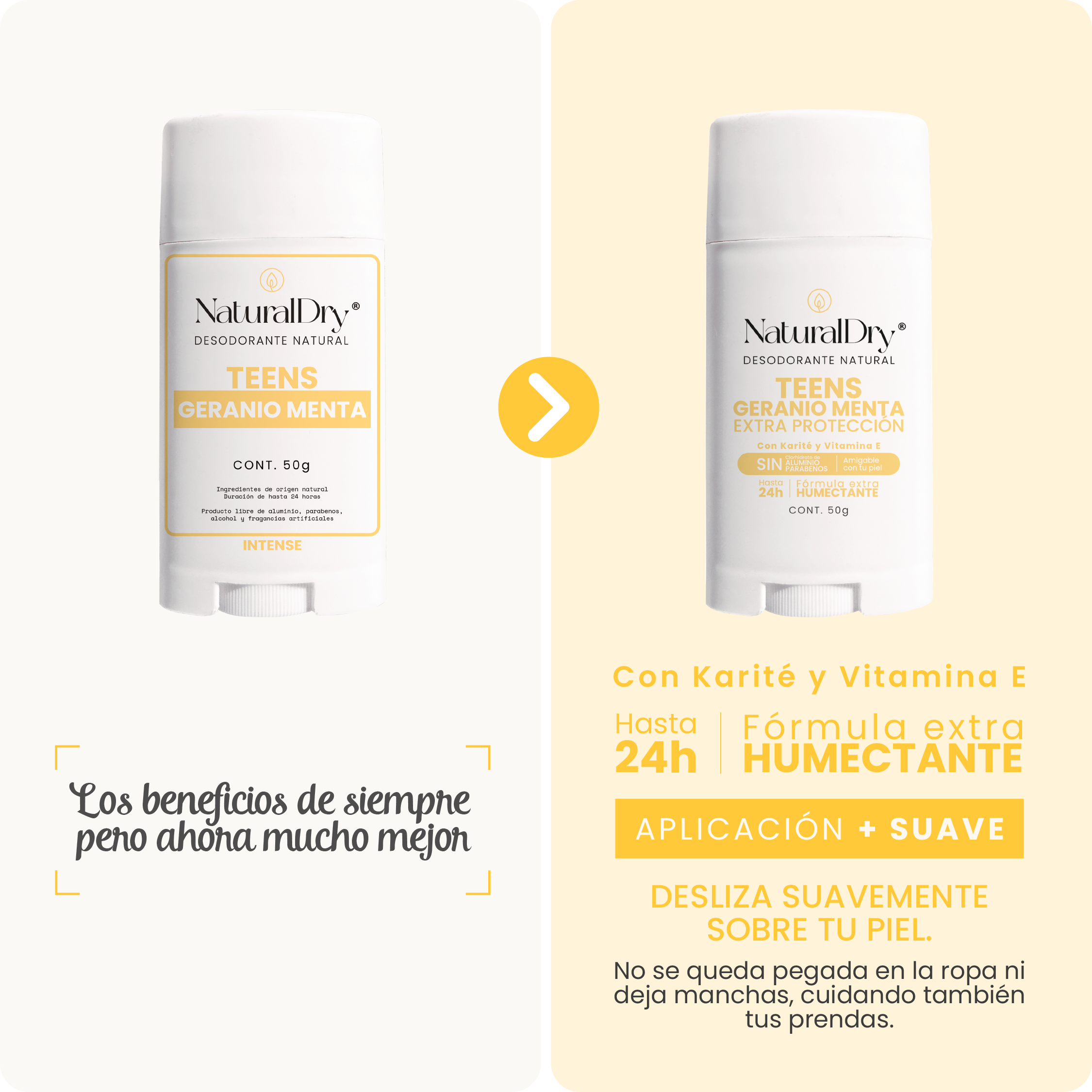 Desodorante natural corporal en barra TEENS - Aroma Geranio Menta