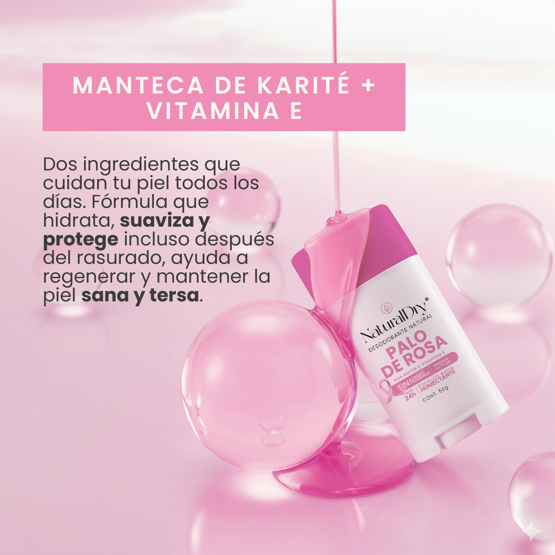 1 Desodorante natural en barra - Artesanal - Palo de Rosa- NaturalDry®