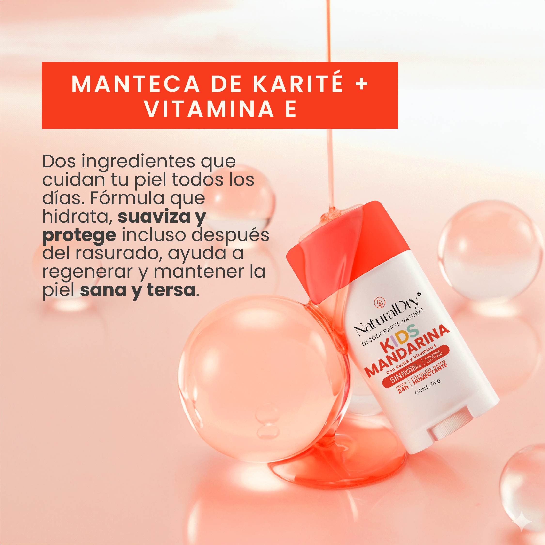 1 Desodorante natural corporal en barra - niños unisex - mandarina