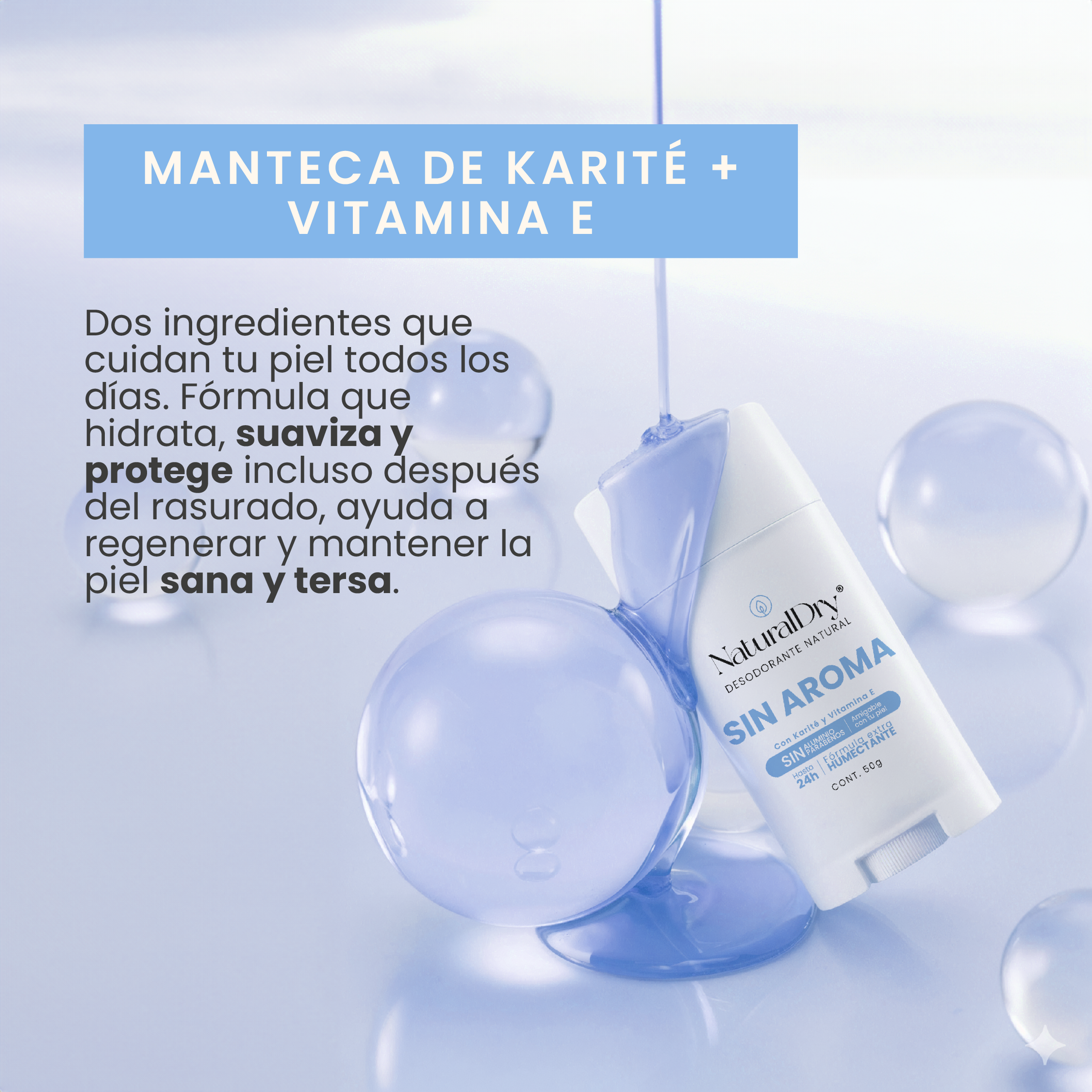 Desodorante natural corporal en barra sin aroma - piel sensible