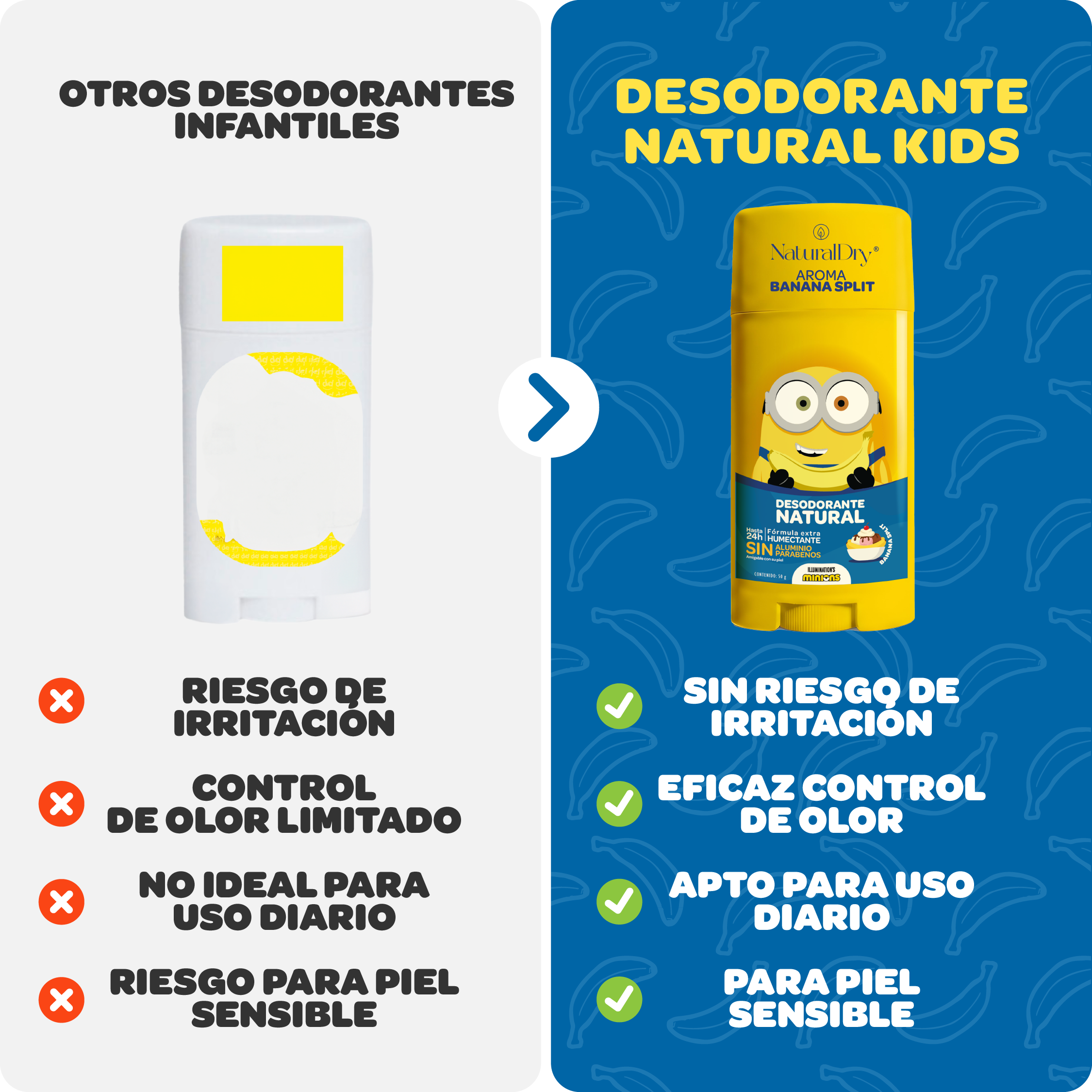 Desodorante Natural - Minions - Banana Split - Piel Sensible