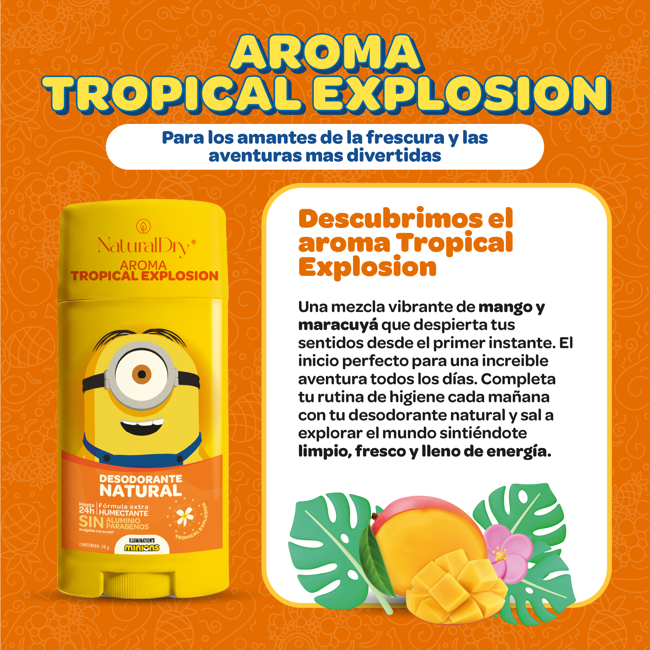 Desodorante Natural - Minions - Tropical Explosion - Piel Sensible