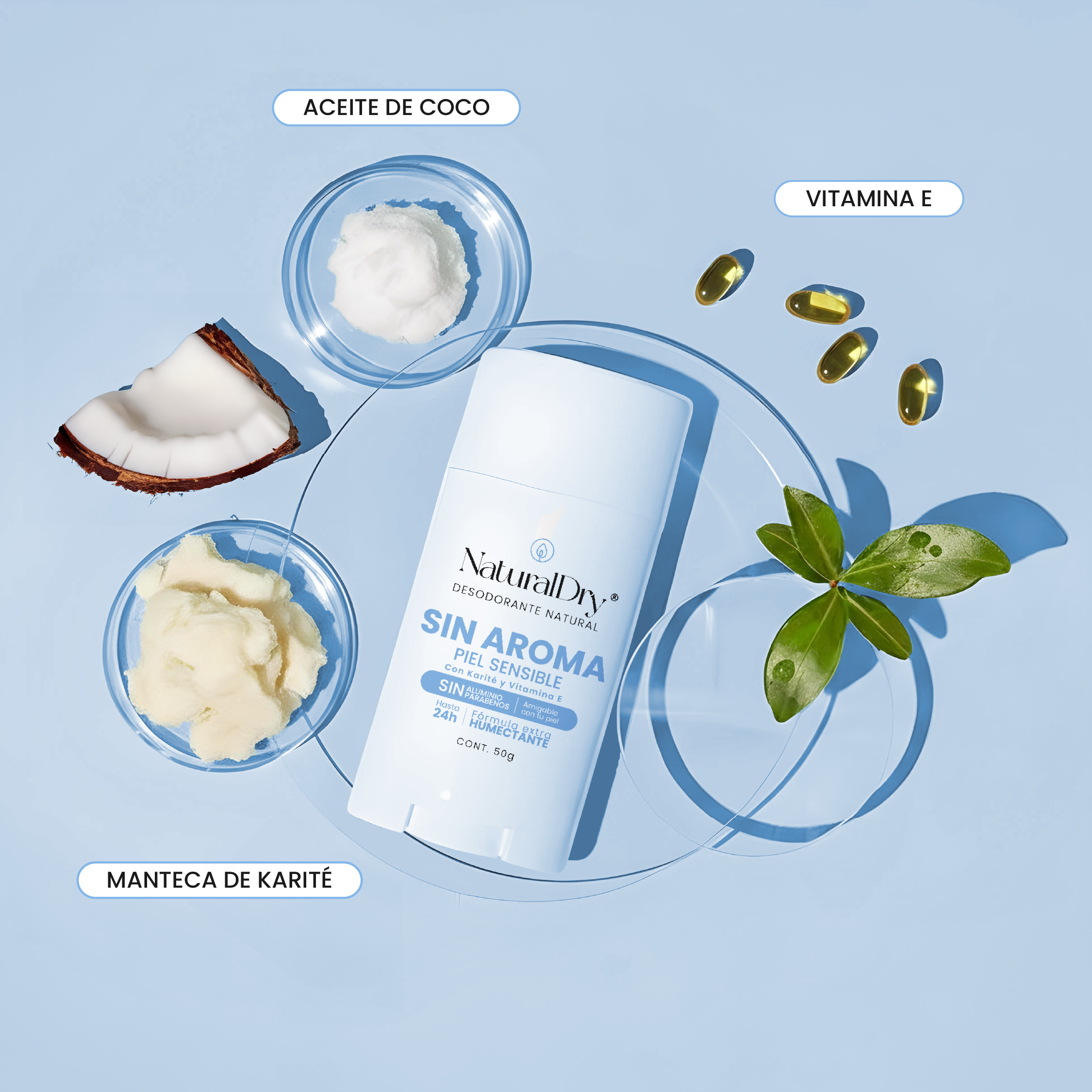 Desodorante natural corporal en barra sin aroma - piel sensible