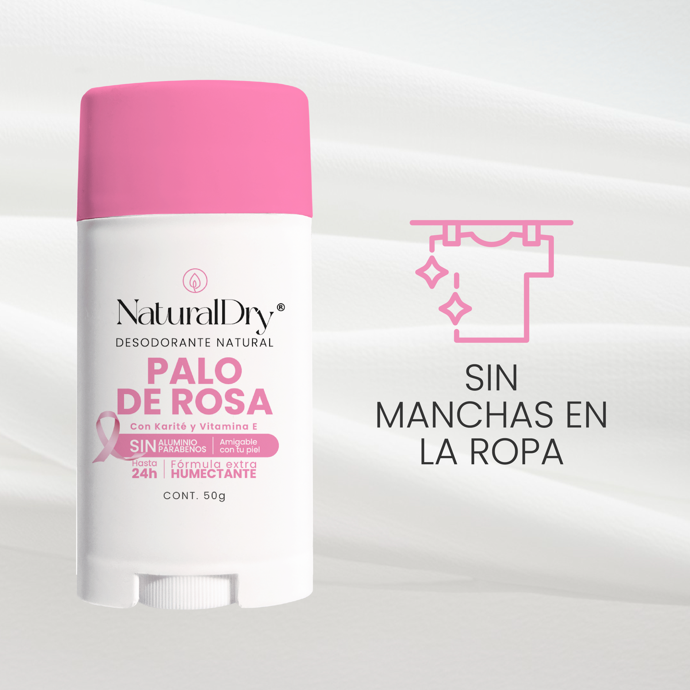1 Desodorante natural en barra - Artesanal - Palo de Rosa- NaturalDry®