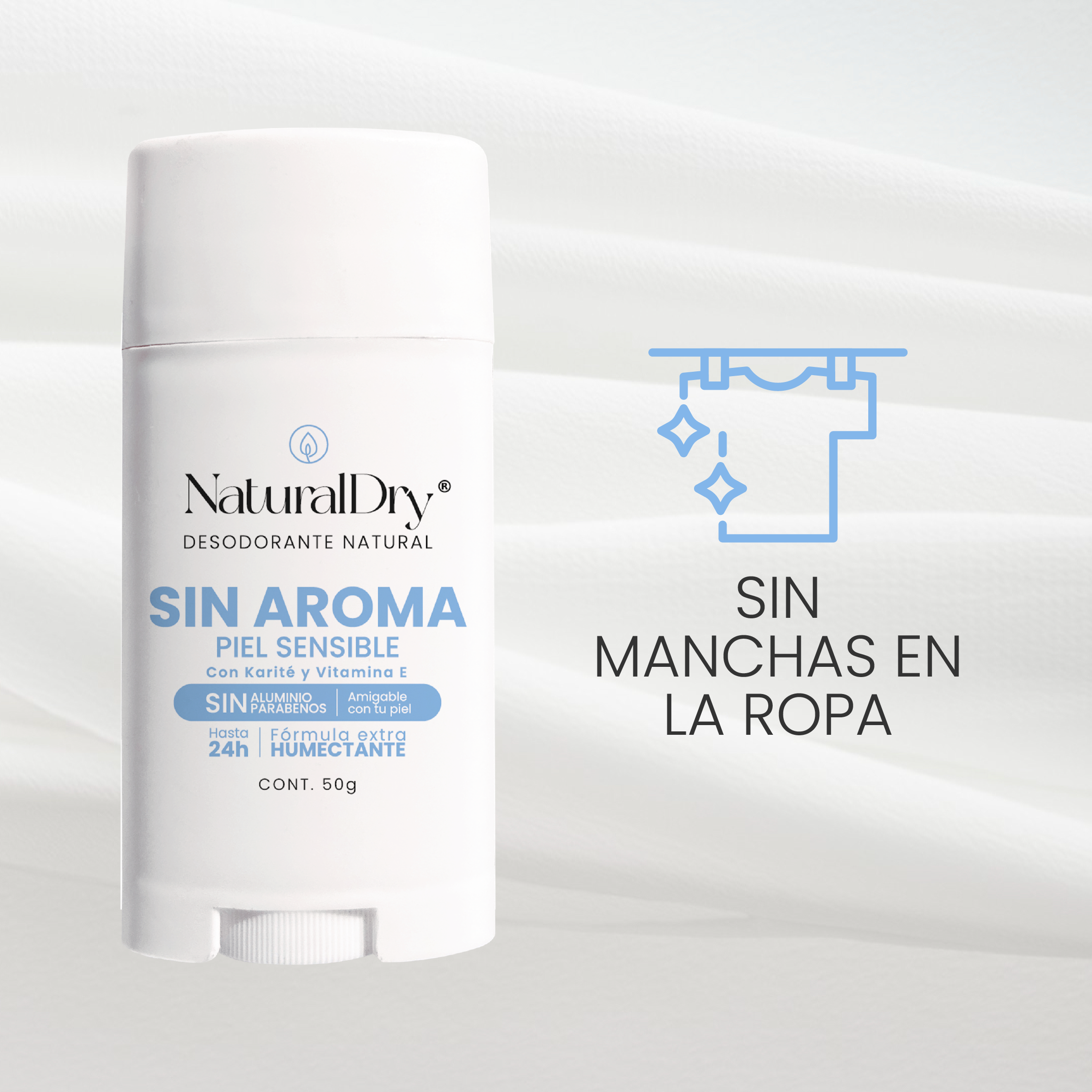 Desodorante natural corporal en barra sin aroma - piel sensible