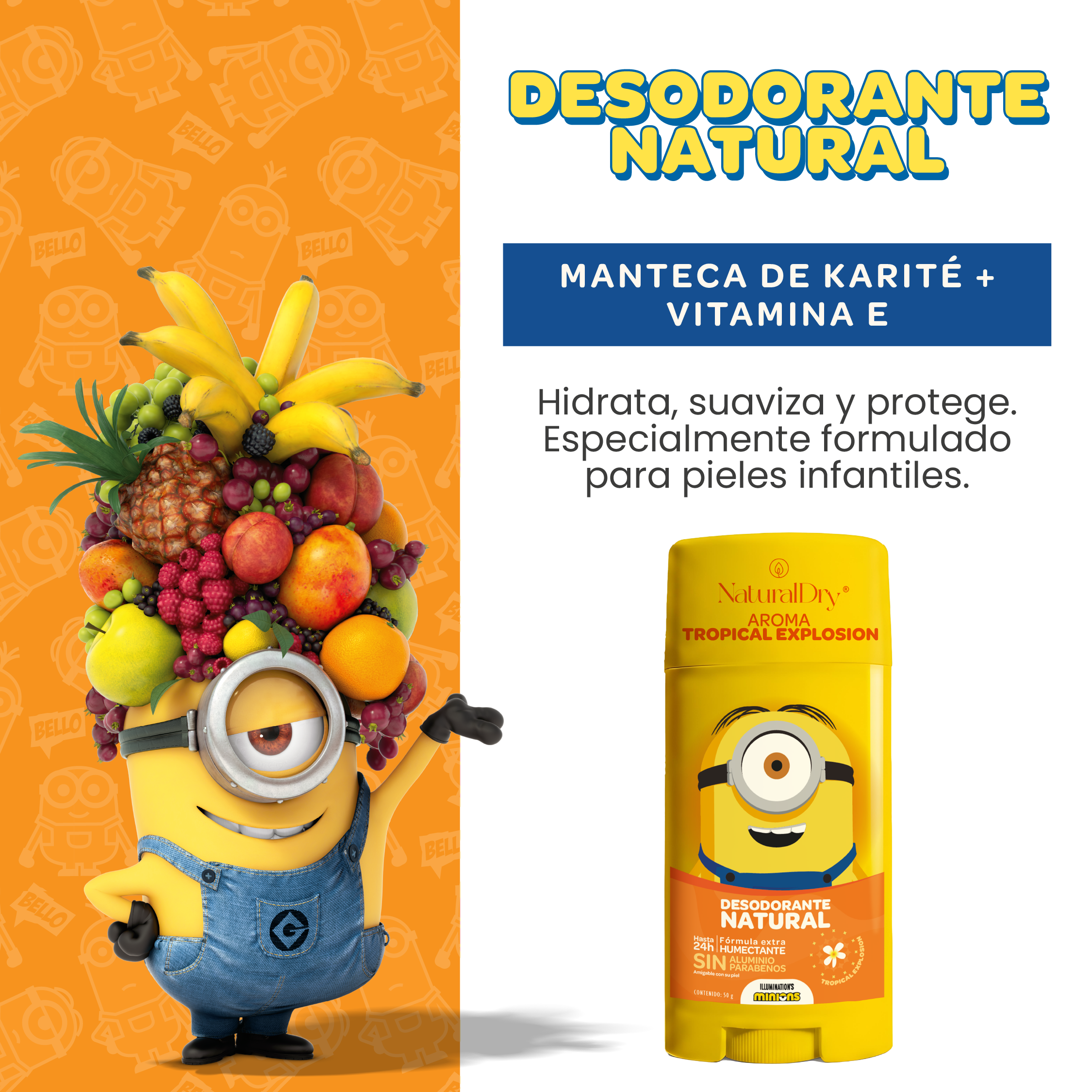 Desodorante Natural - Minions - Tropical Explosion - Piel Sensible