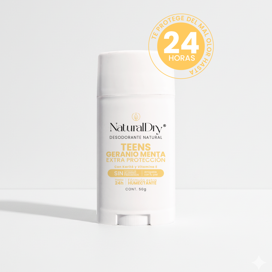 Desodorante natural corporal en barra TEENS - Aroma Geranio Menta