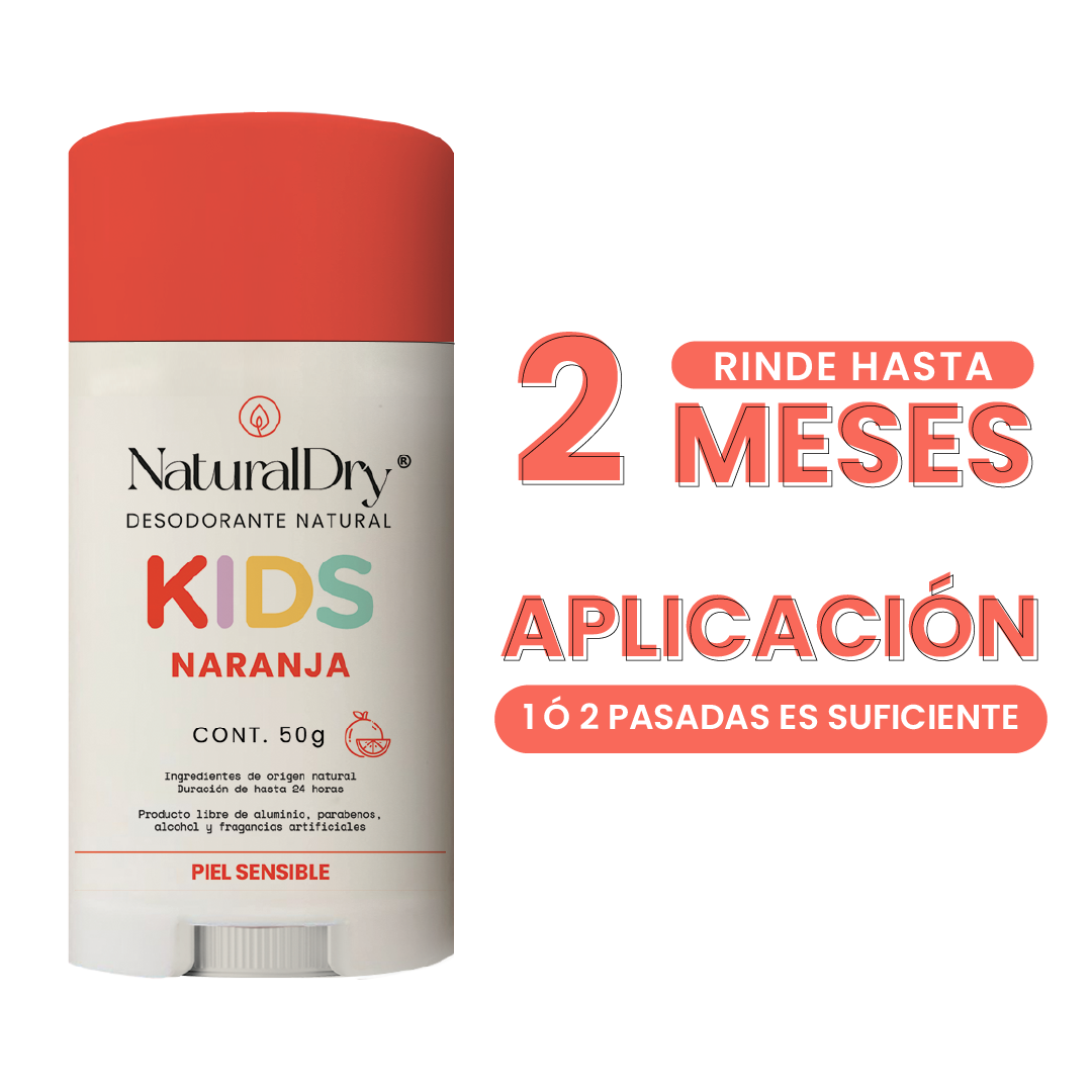 Desodorante natural corporal en barra - niños piel sensible - naranja