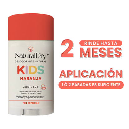 Desodorante natural corporal en barra - niños piel sensible - naranja