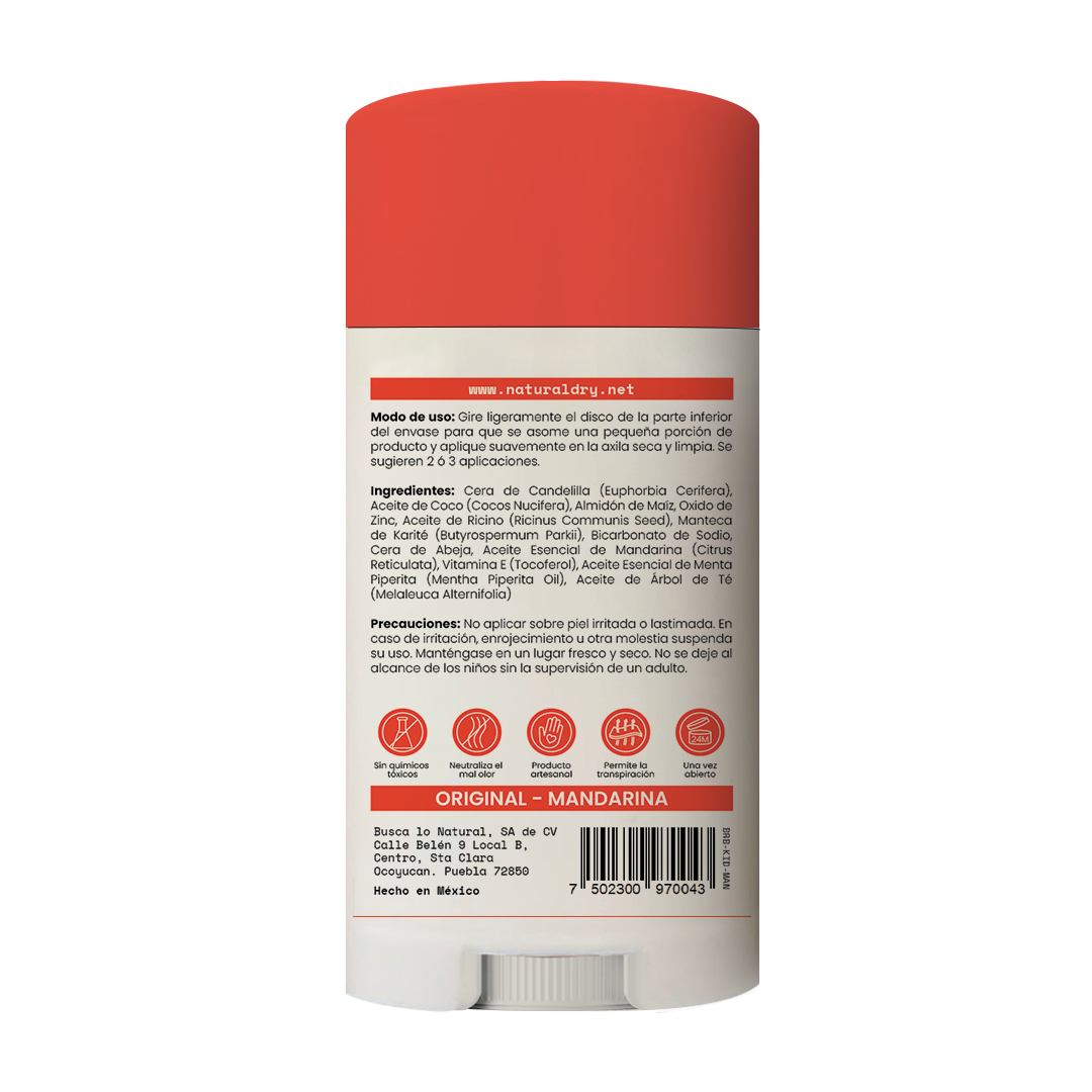 Kit 2 - desodorante natural en barra - kids -mandarina