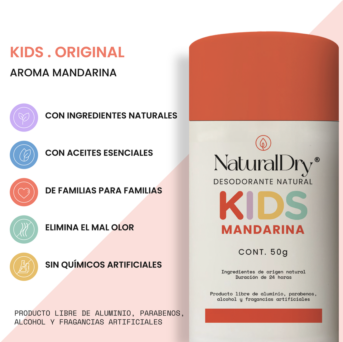 Kit 2 - desodorante natural en barra - kids -mandarina