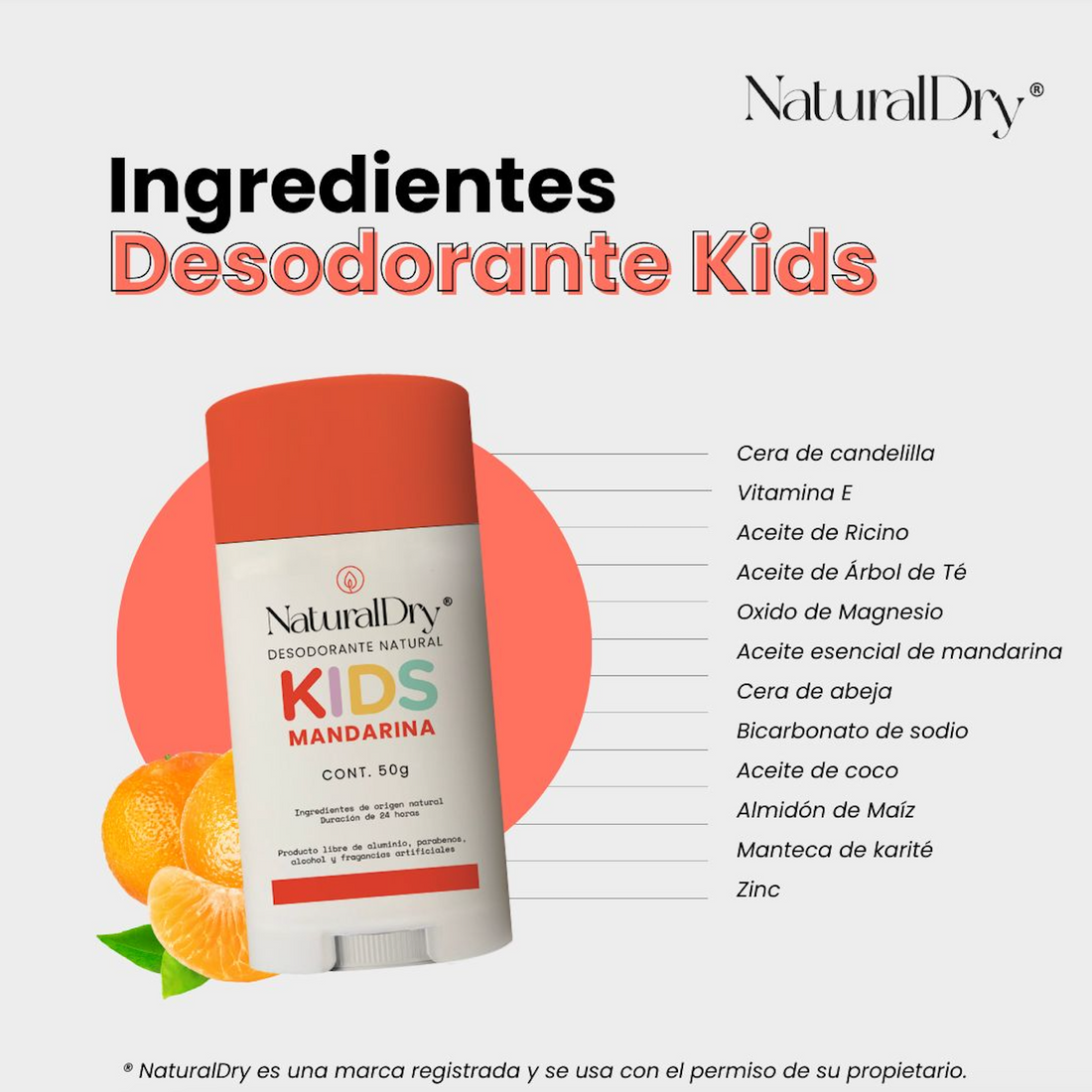 Kit 3 - desodorante natural en barra - kids -mandarina