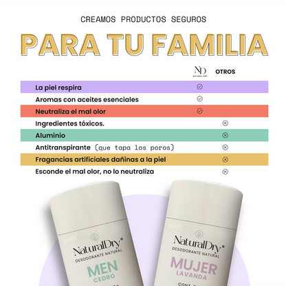 1 Desodorante natural en barra - Artesanal - Palo de Rosa- NaturalDry®