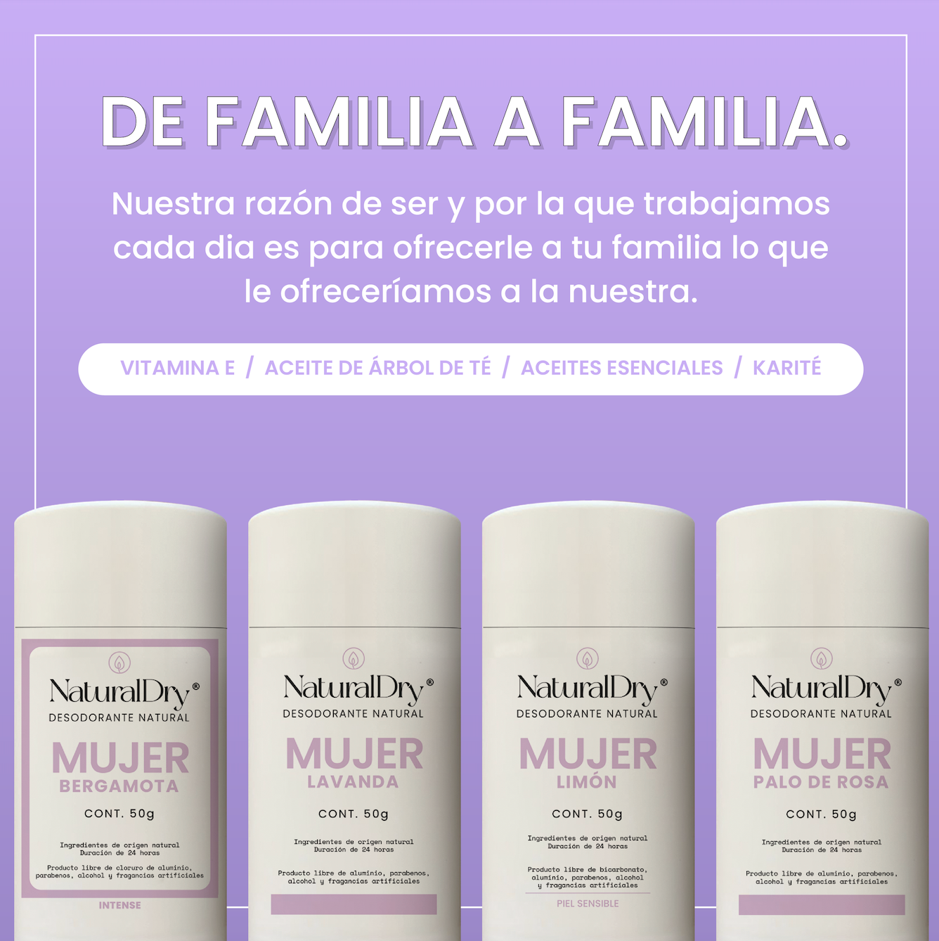 1 Desodorante natural en barra - Artesanal - Palo de Rosa- NaturalDry®