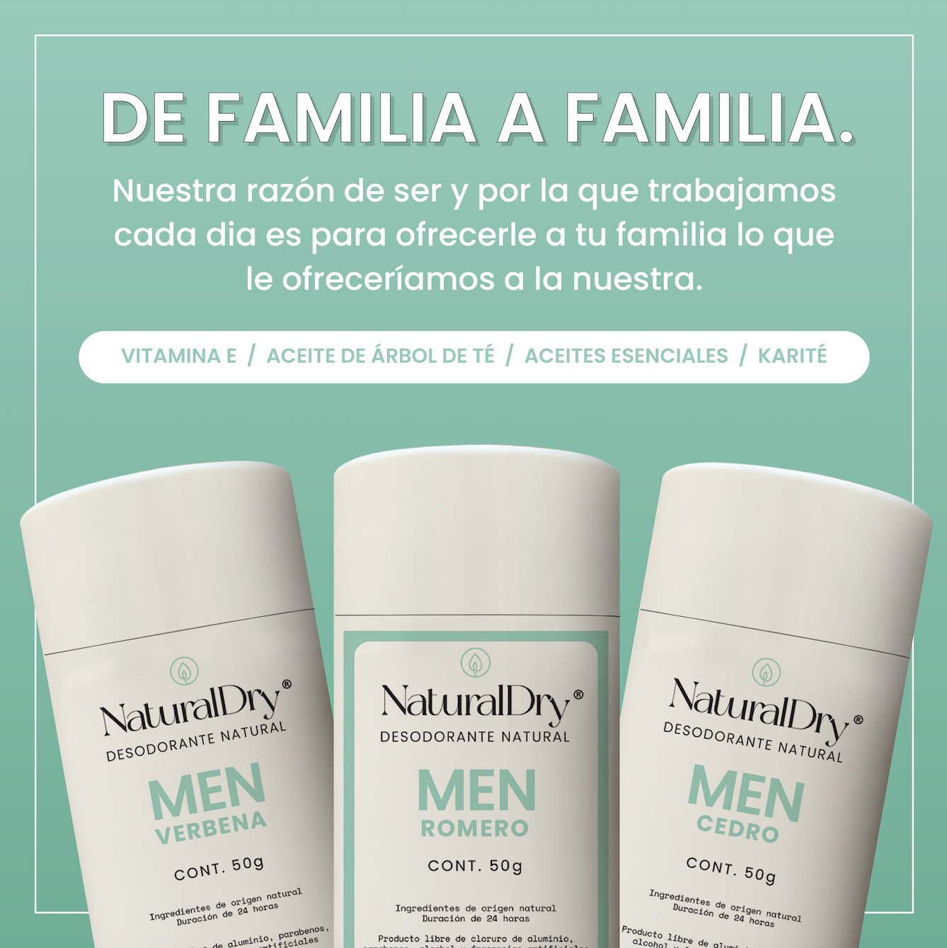 1 Desodorante natural en barra - CABALLERO - Cedro- NaturalDry®