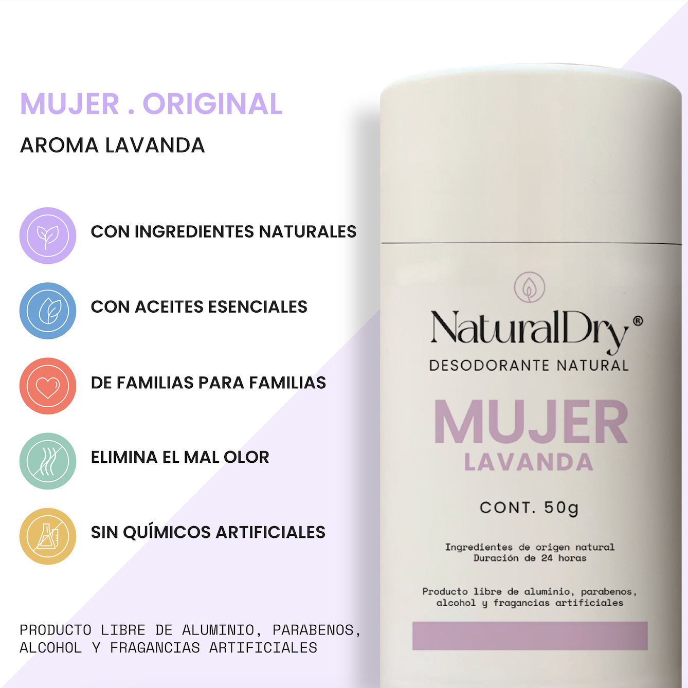 Desodorante natural en barra - mujer - lavanda