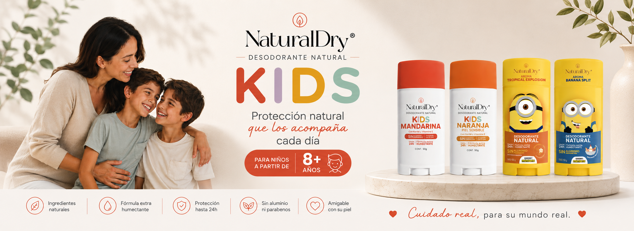 Niños usando desodorante natural NaturalDry Kids