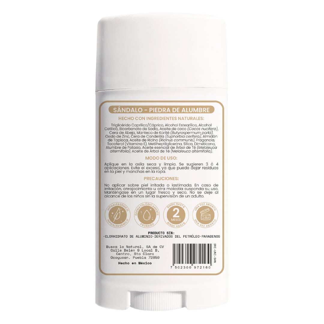 Desodorante Natural en Barra - Sándalo - Extra Protección