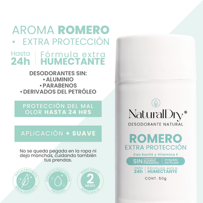 1 Desodorante natural MEN en barra - Aroma Romero con ALUMBRE