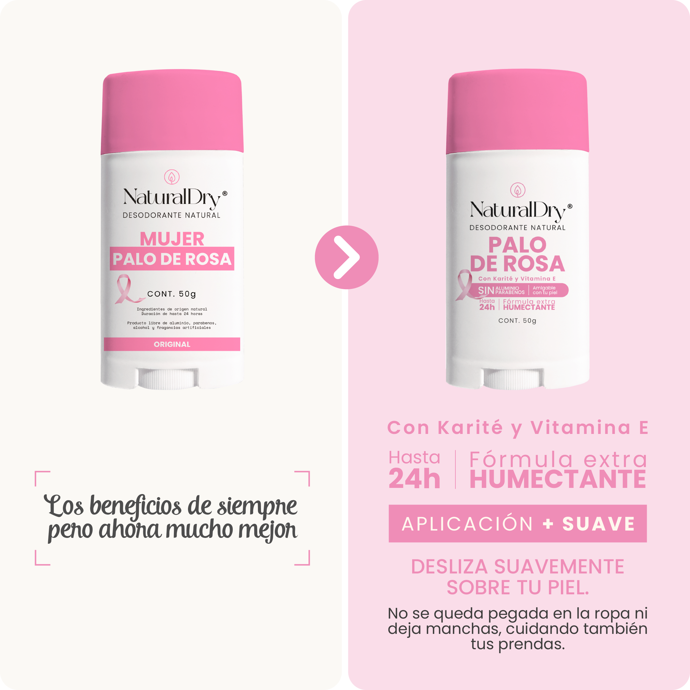 1 Desodorante natural en barra - Artesanal - Palo de Rosa- NaturalDry®