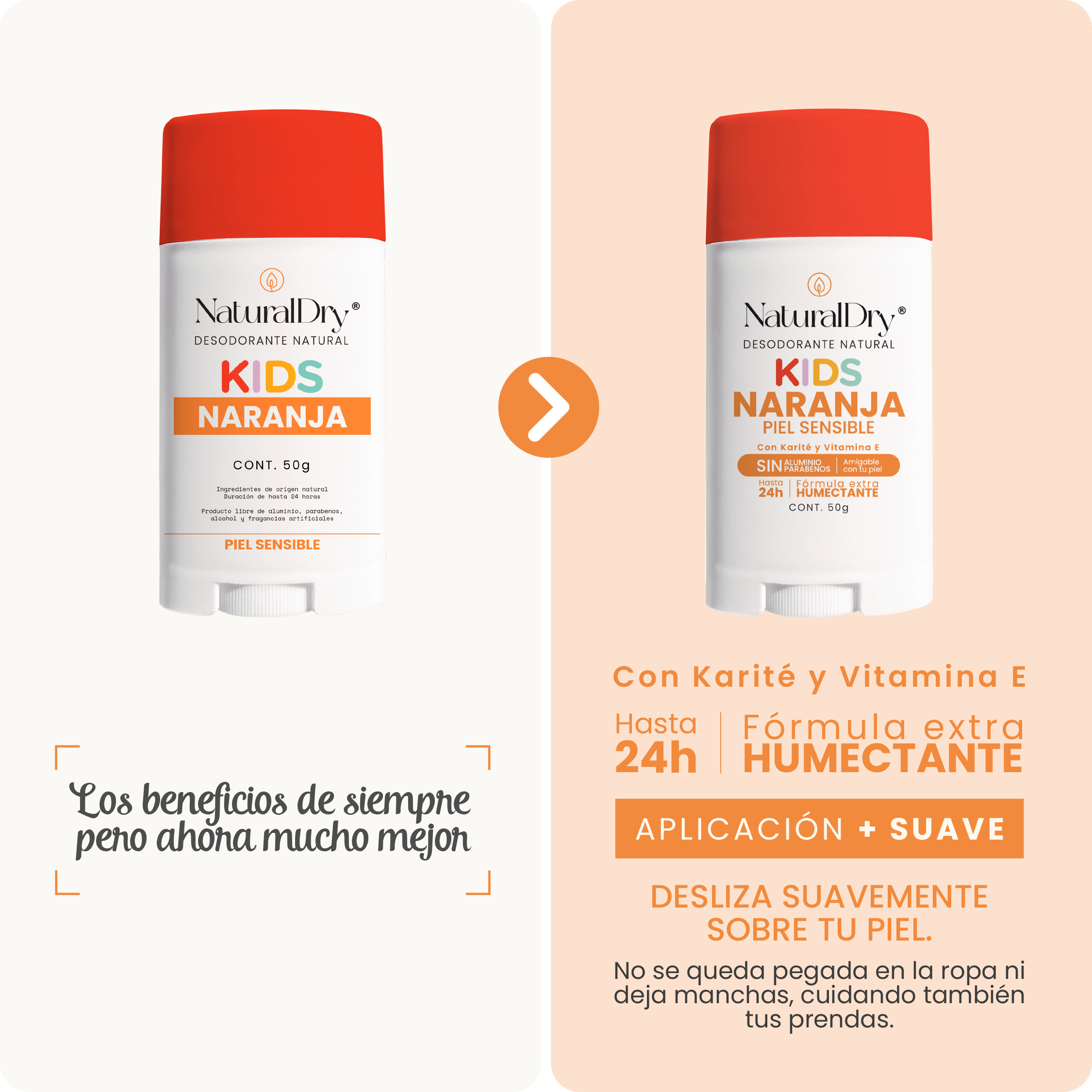 Desodorante natural corporal en barra - niños piel sensible - naranja