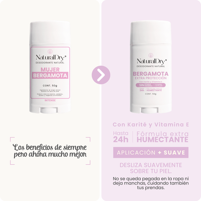 Desodorante natural MUJER INTENSE en barra - Aroma Bergamota con ALUMBRE