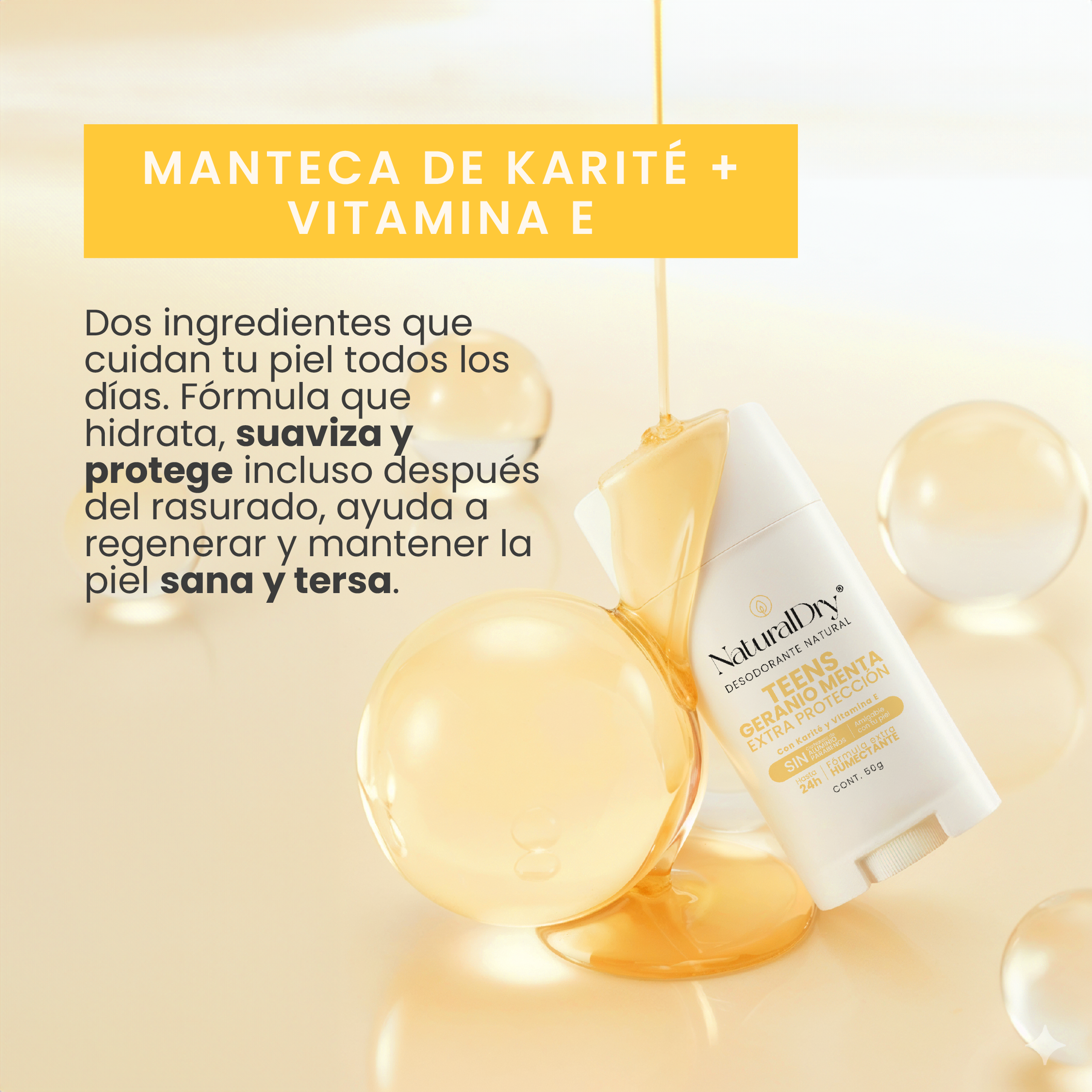 Desodorante natural corporal en barra TEENS - Aroma Geranio Menta