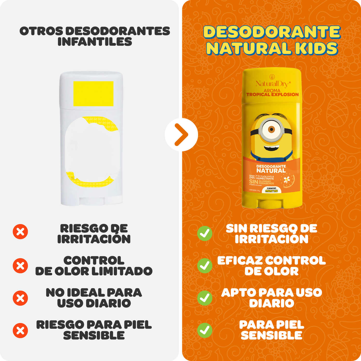 Desodorante natural corporal en barra Kids - Minions - Tropical explosion - piel sensible