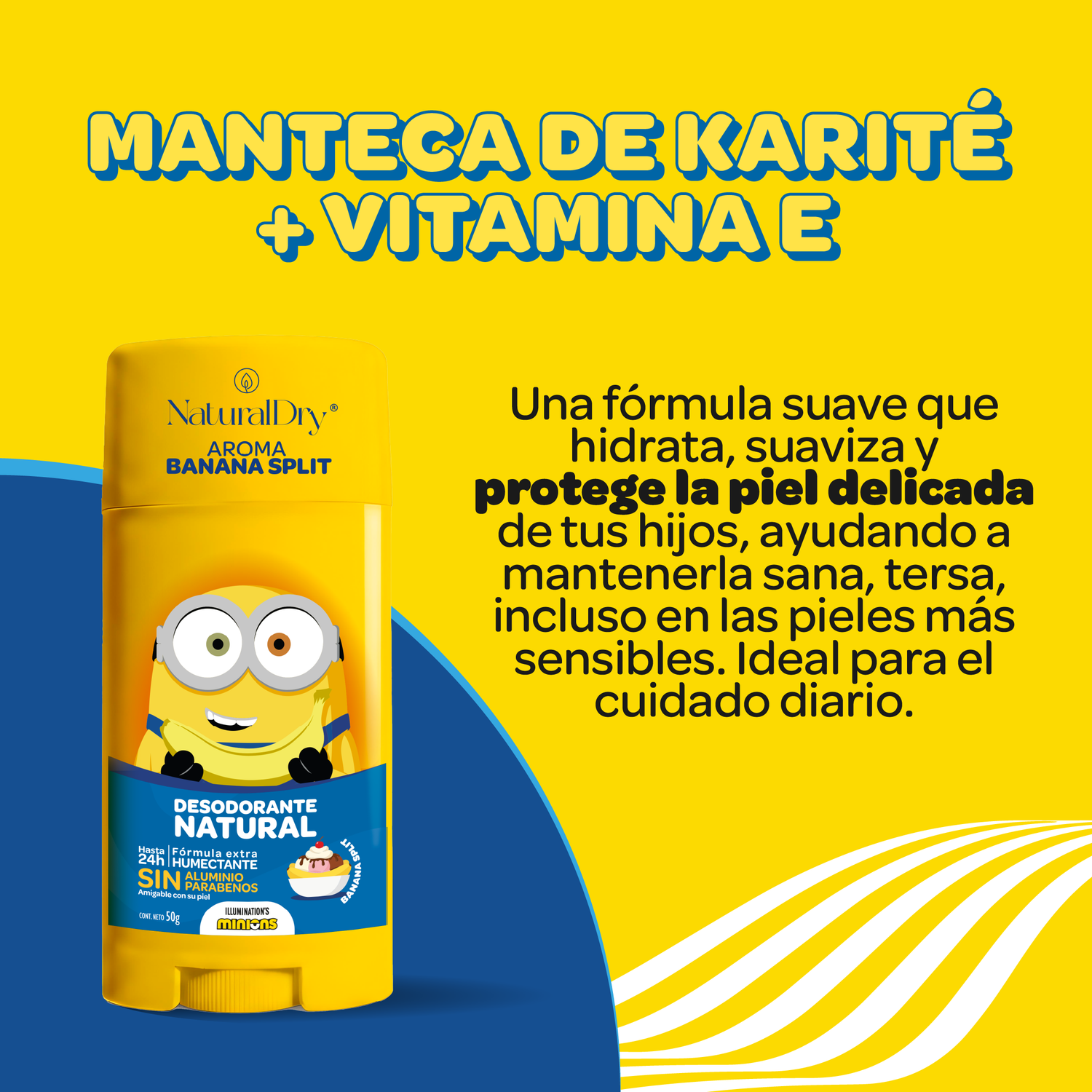 Desodorante natural corporal en barra Kids - Minions - Banana split - piel sensible