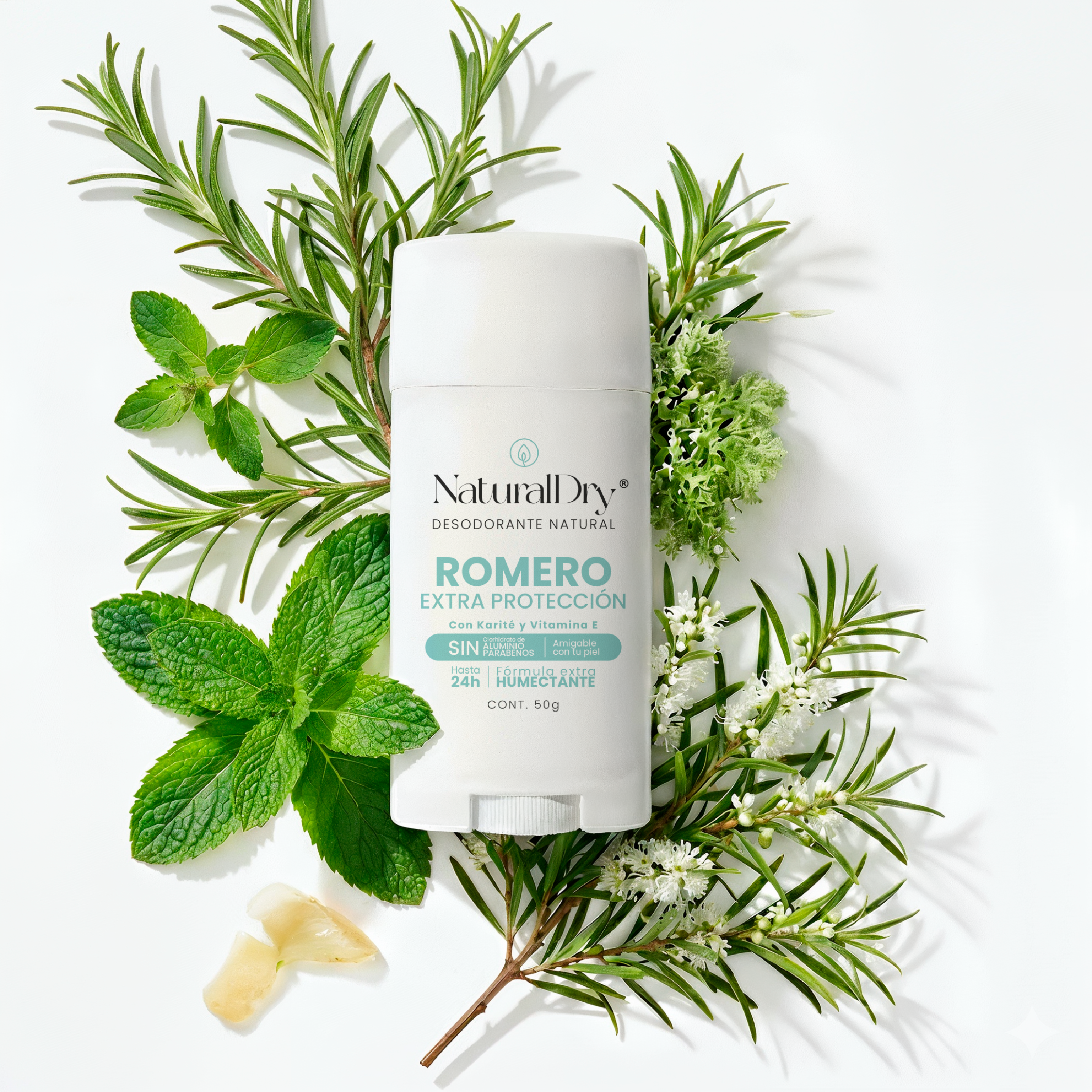 1 Desodorante natural MEN en barra - Aroma Romero con ALUMBRE