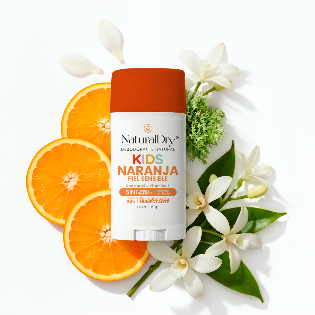 Desodorante natural corporal en barra - niños piel sensible - naranja