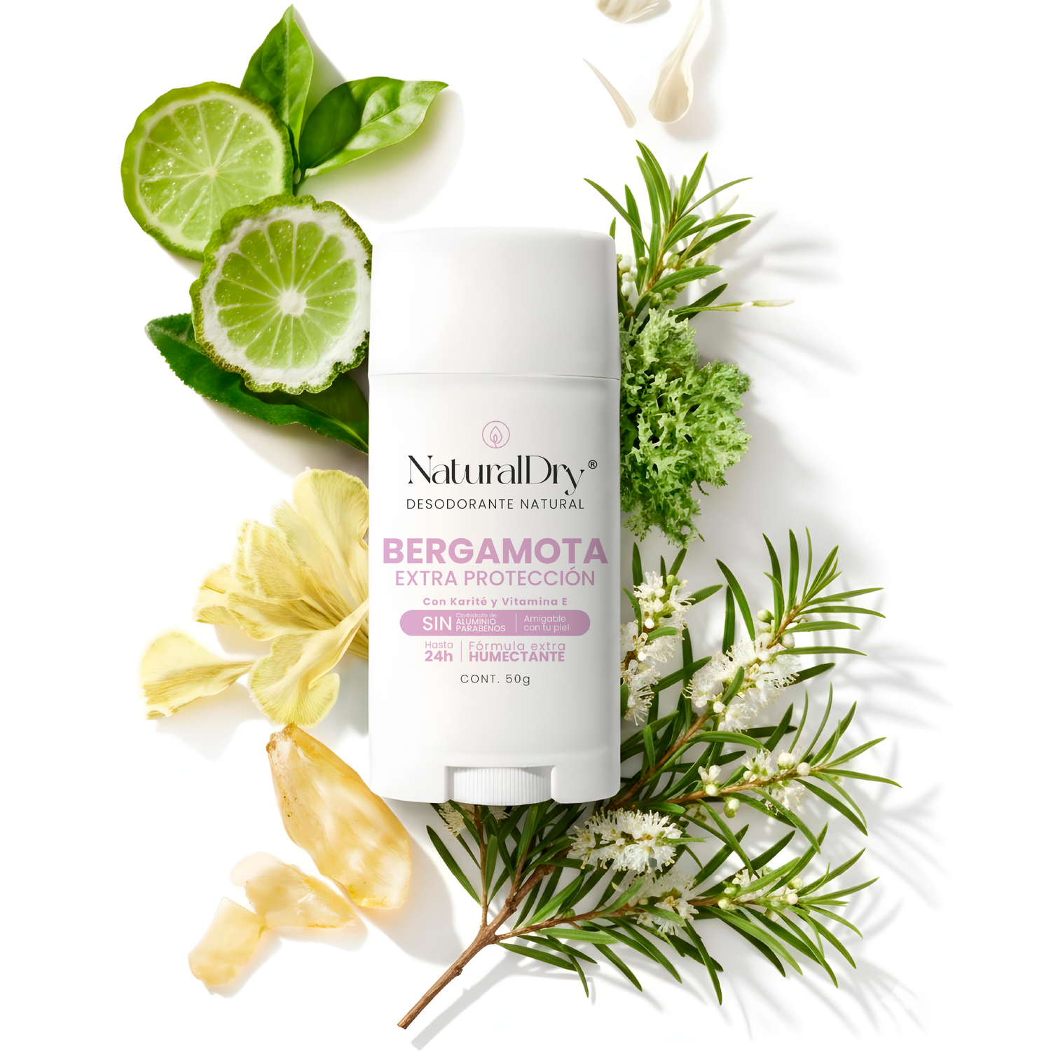 Desodorante natural MUJER INTENSE en barra - Aroma Bergamota con ALUMBRE