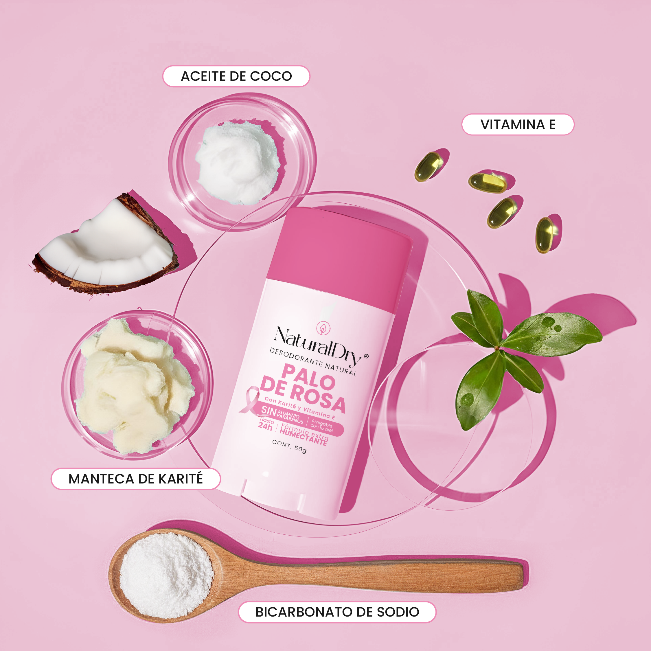 1 Desodorante natural en barra - Artesanal - Palo de Rosa- NaturalDry®