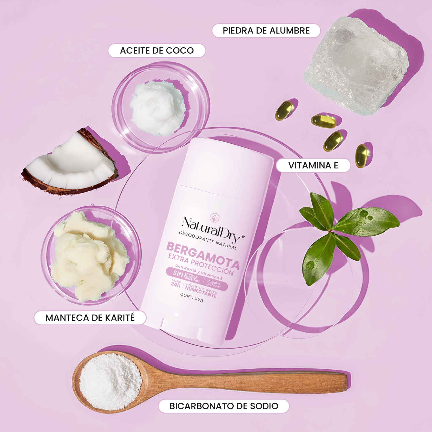 Desodorante natural MUJER INTENSE en barra - Aroma Bergamota con ALUMBRE