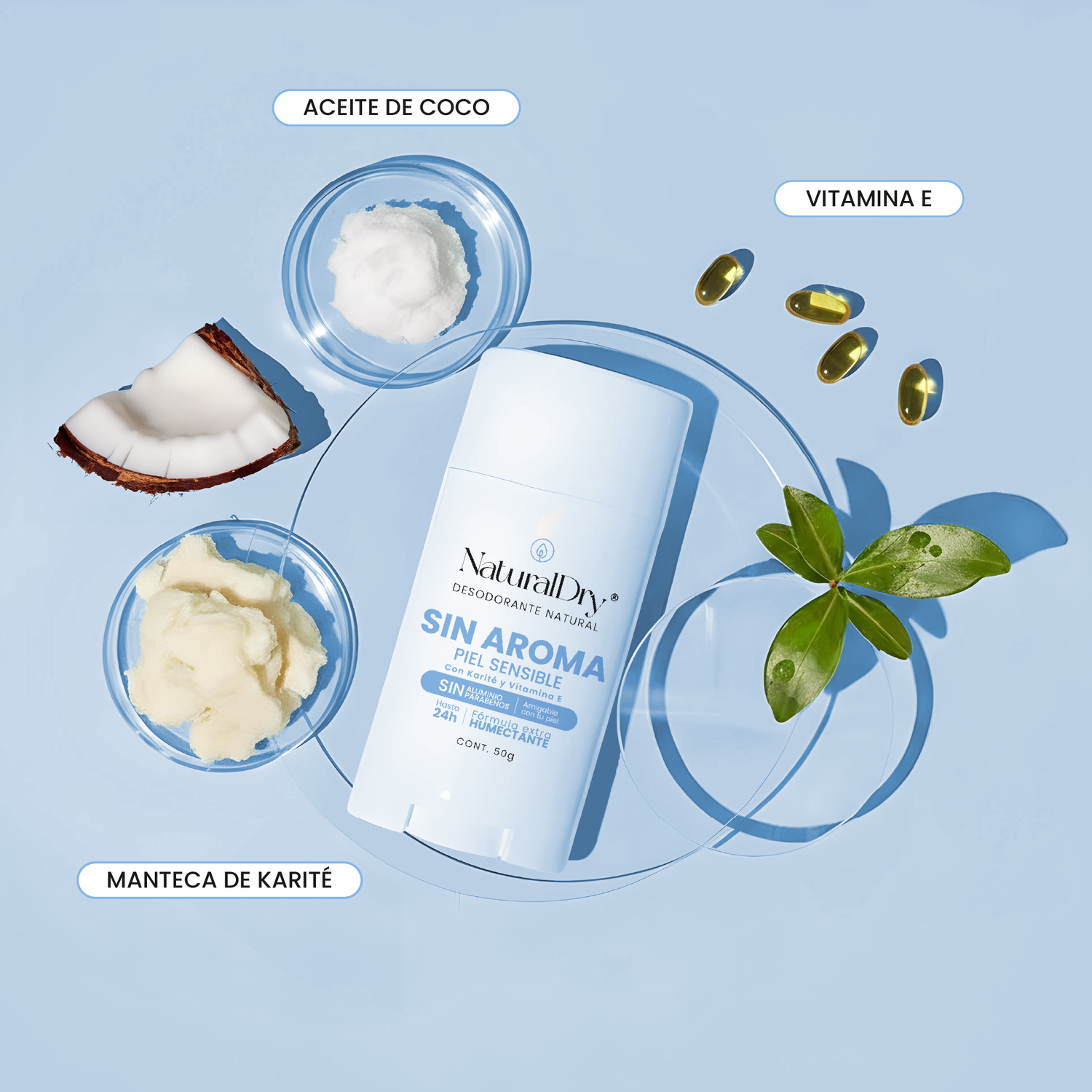 Desodorante natural corporal en barra sin aroma - piel sensible