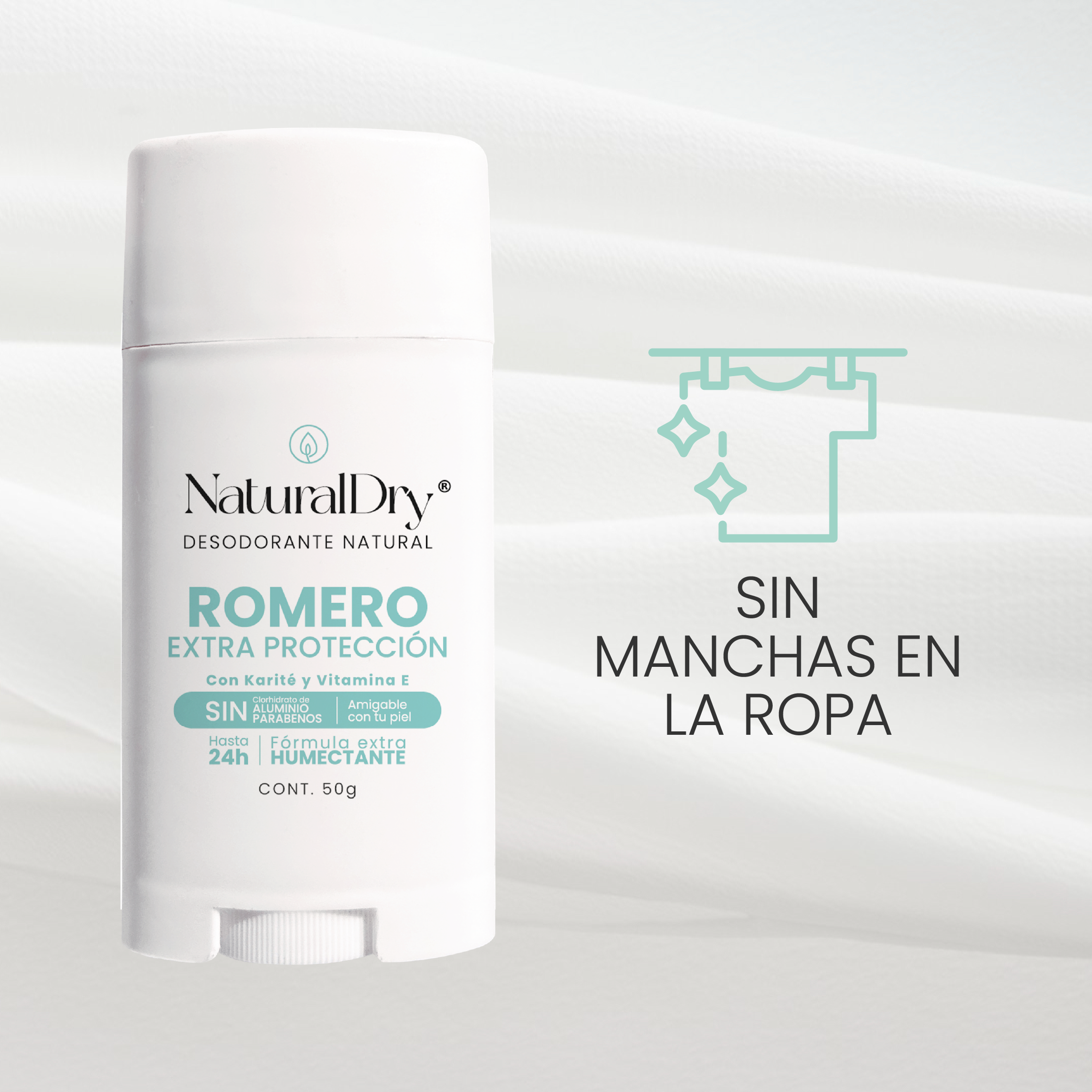 1 Desodorante natural MEN en barra - Aroma Romero con ALUMBRE