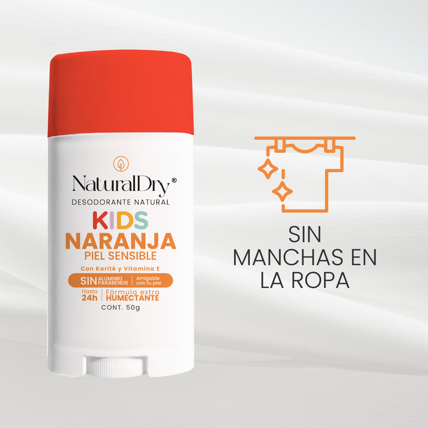 Desodorante natural corporal en barra - niños piel sensible - naranja