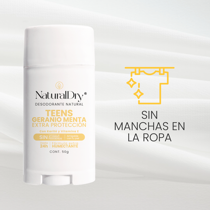 Desodorante natural corporal en barra TEENS - Aroma Geranio Menta