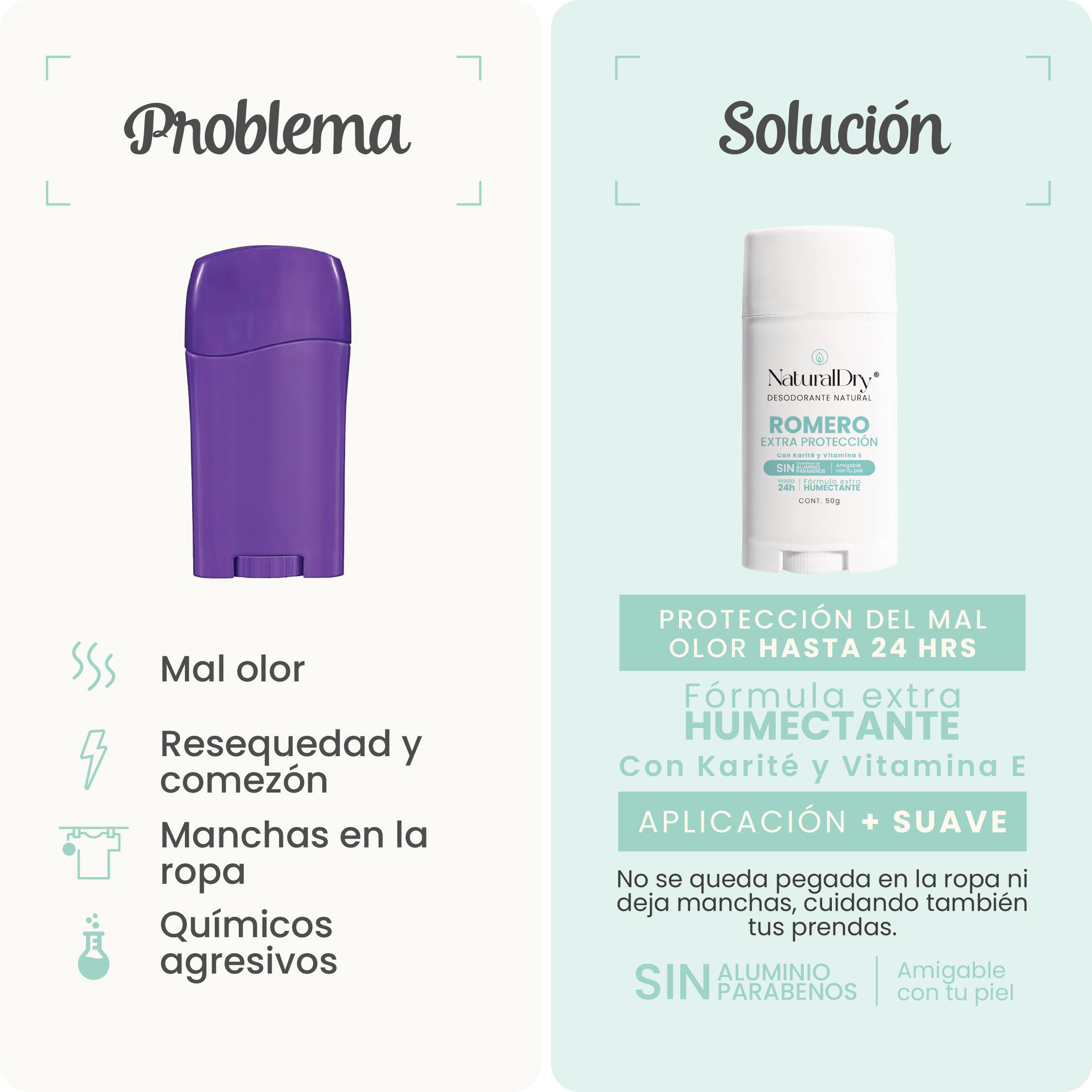 1 Desodorante natural MEN en barra - Aroma Romero con ALUMBRE