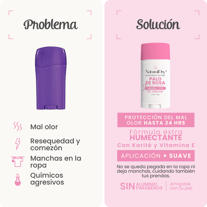 1 Desodorante natural en barra - Artesanal - Palo de Rosa- NaturalDry®