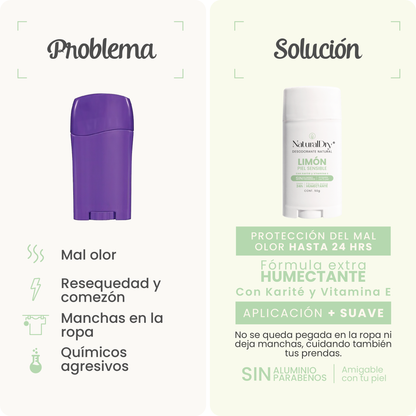 Desodorante natural en barra - limón - sin bicarbonato de sodio