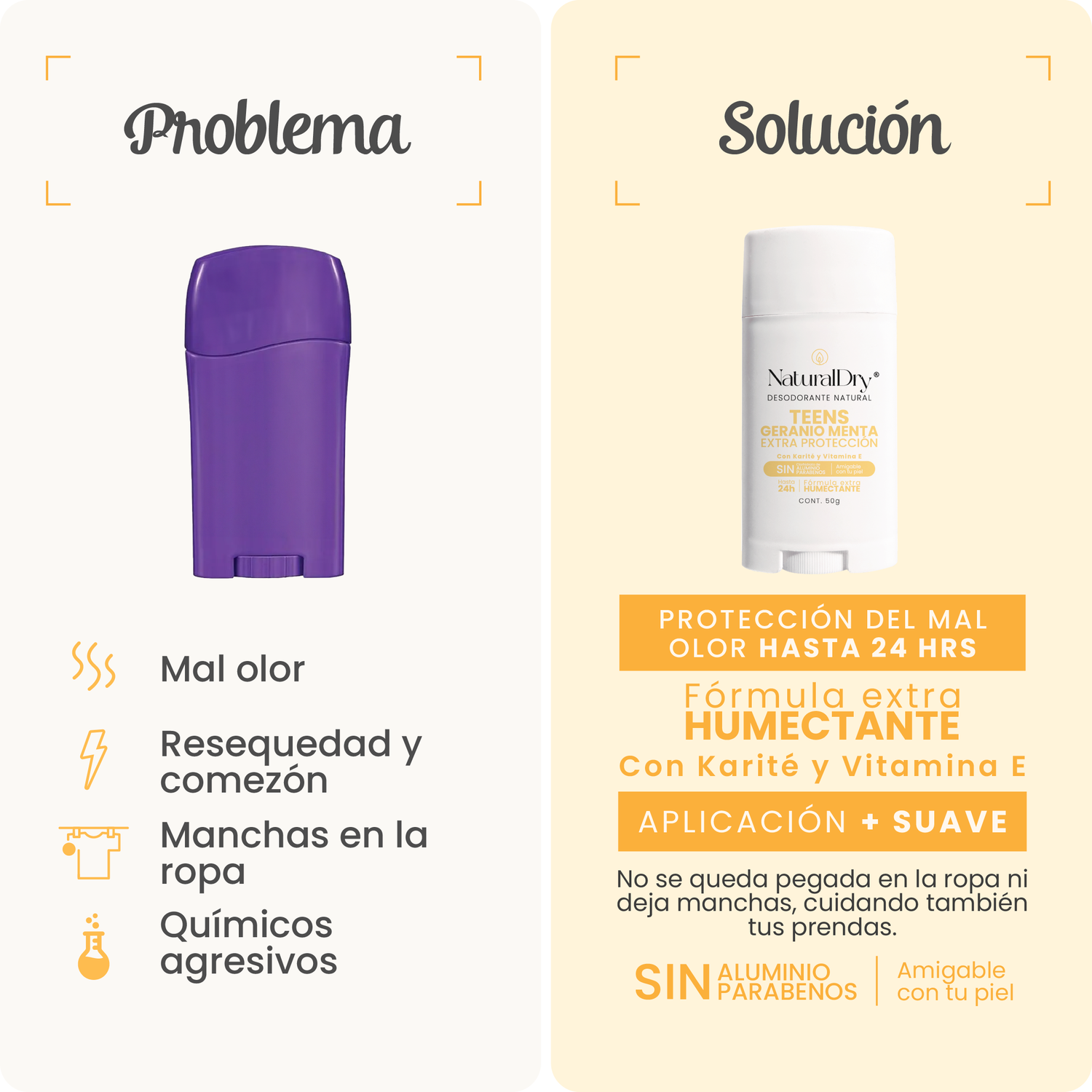 Desodorante natural corporal en barra TEENS - Aroma Geranio Menta