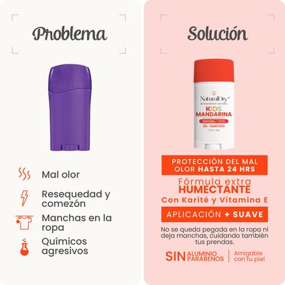 1 Desodorante natural corporal en barra - niños unisex - mandarina