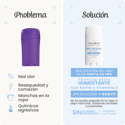 Desodorante natural corporal en barra sin aroma - piel sensible