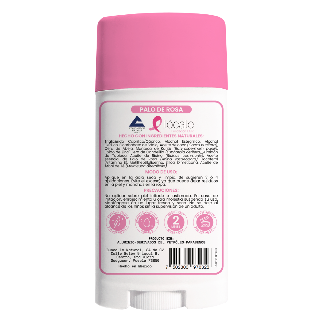 1 Desodorante natural en barra - Artesanal - Palo de Rosa- NaturalDry®