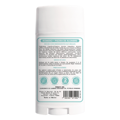 1 Desodorante natural MEN en barra - Aroma Romero con ALUMBRE