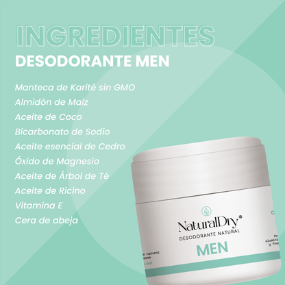 Desodorante natural en crema - caballero - cedro