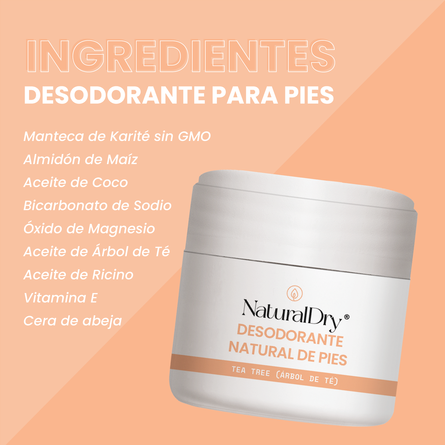 Desodorante natural para pies en crema - tea trea