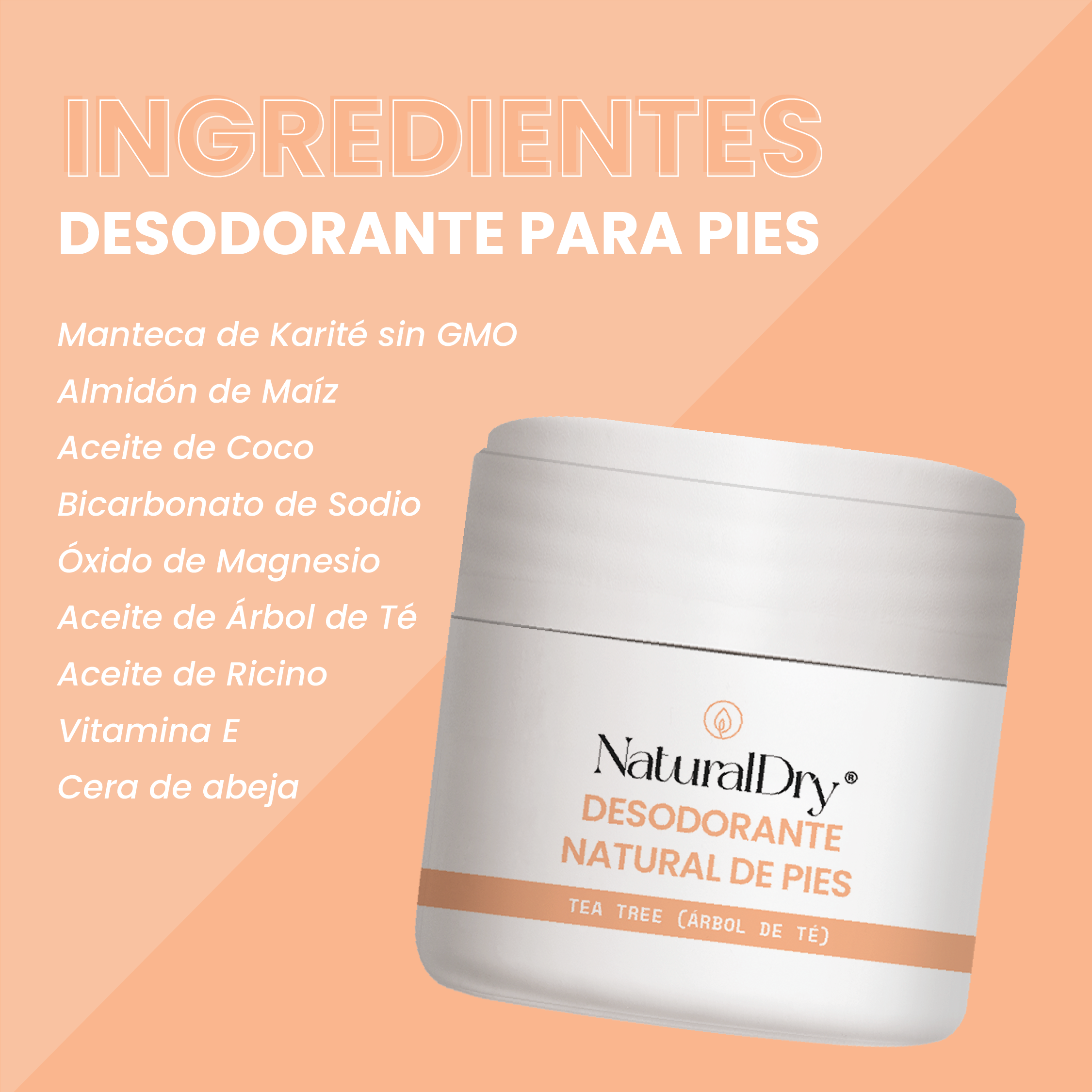 Desodorante natural para pies en crema - tea trea